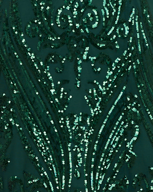 Saige V Neck Sequin Gown