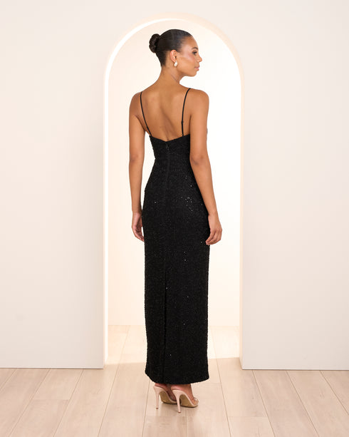 Aster Cowl Neck Beaded Gown