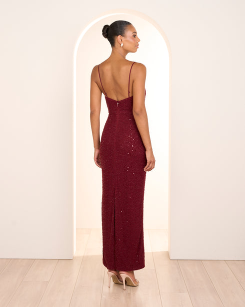 Aster Cowl Neck Beaded Gown