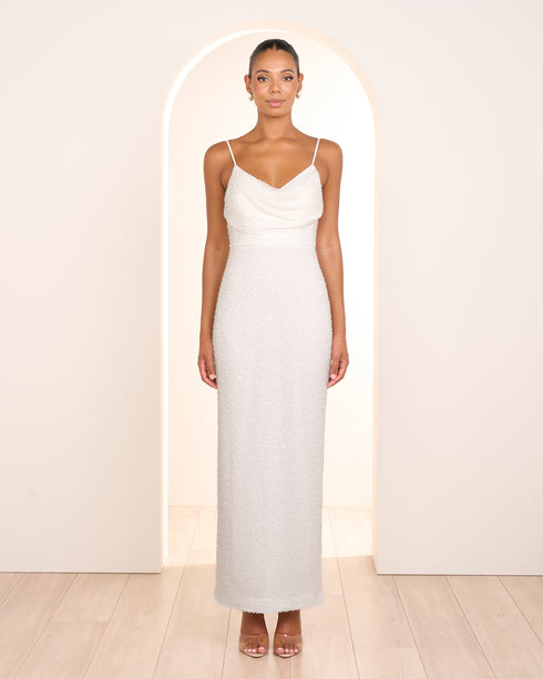 Aster Cowl Neck Beaded Gown