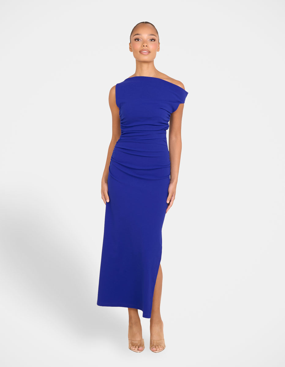 melissa one shoulder satin dress Myer One Shoulder Dress Navy Forever New Melissa One Shoulder Satin Dress  In Navy MYER