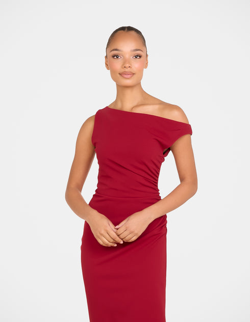 Peony Asymmetric Midi Dress