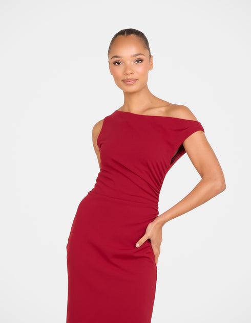 Peony Asymmetric Midi Dress