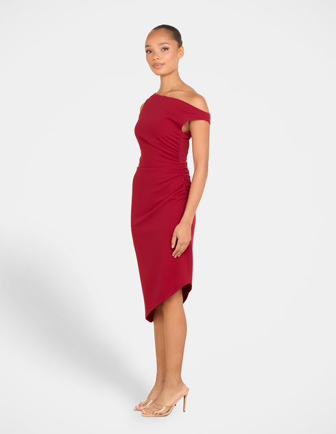 Peony Asymmetric Midi Dress