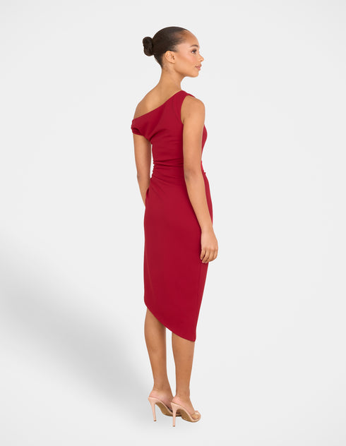Peony Asymmetric Midi Dress