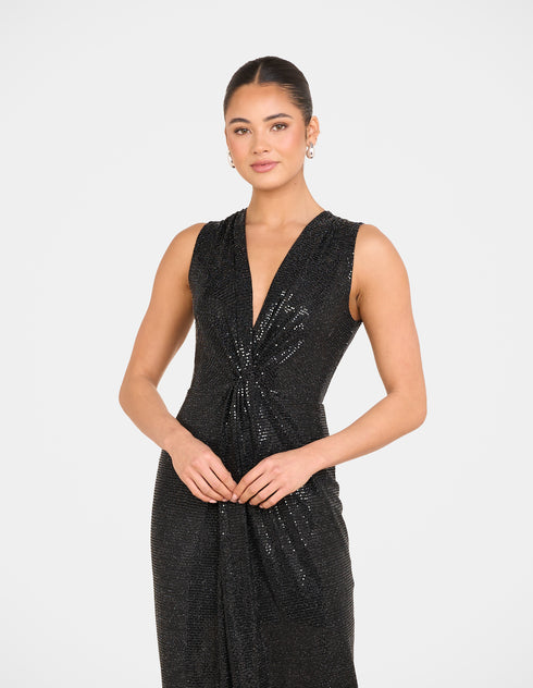 Zali Plunge Metallic Gown