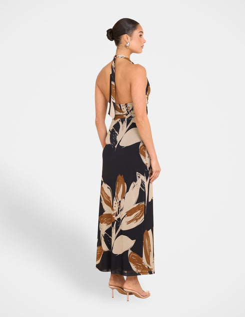 Zoya Print Mesh Maxi Dress