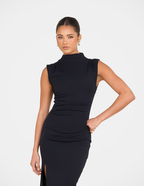 Xandria High Neck Midi Dress