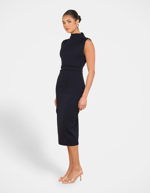Xandria High Neck Midi Dress