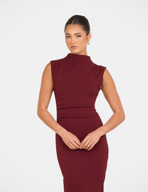 Xandria High Neck Midi Dress