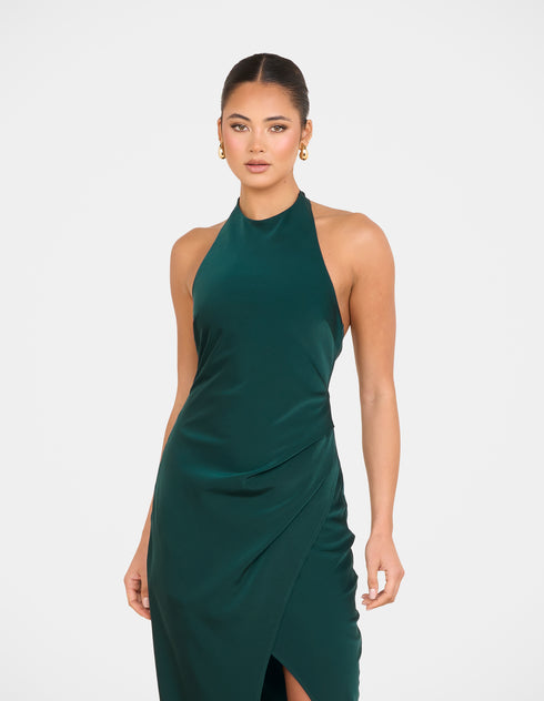 Niala Halter Satin Maxi Dress