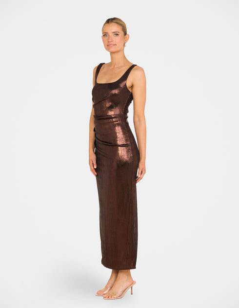 Emma Metallic Square Neck Gown