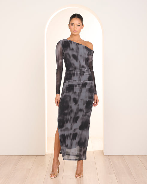 Qadira Asymmetric Neck Dress