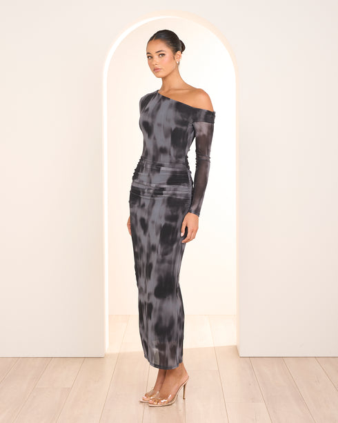 Qadira Asymmetric Neck Dress