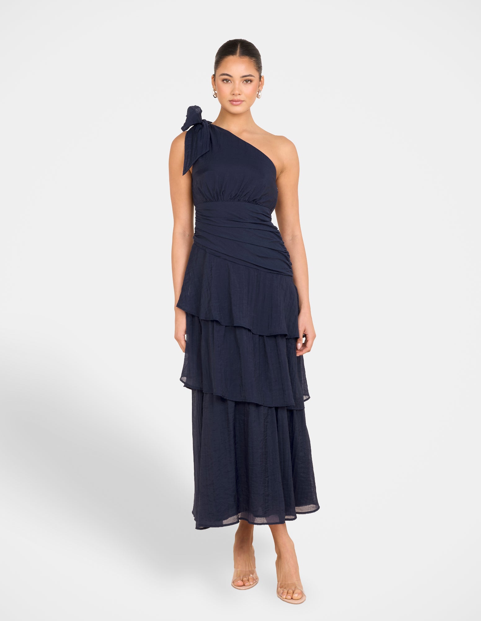 princess polly baby blue dress Ruffle Sleeve Cut Out Back Midi Dress in Blue