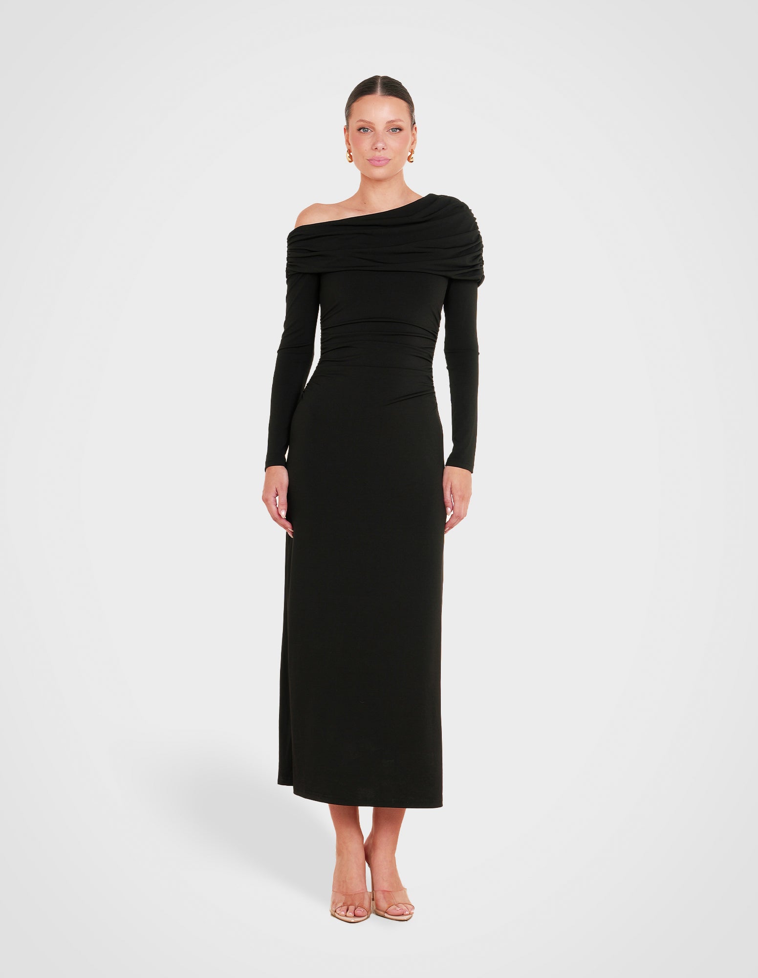 palmer off shoulder maxi dress Caroline Constas Palmer Ultramarine Off Shoulder Puff Sleeve Gown