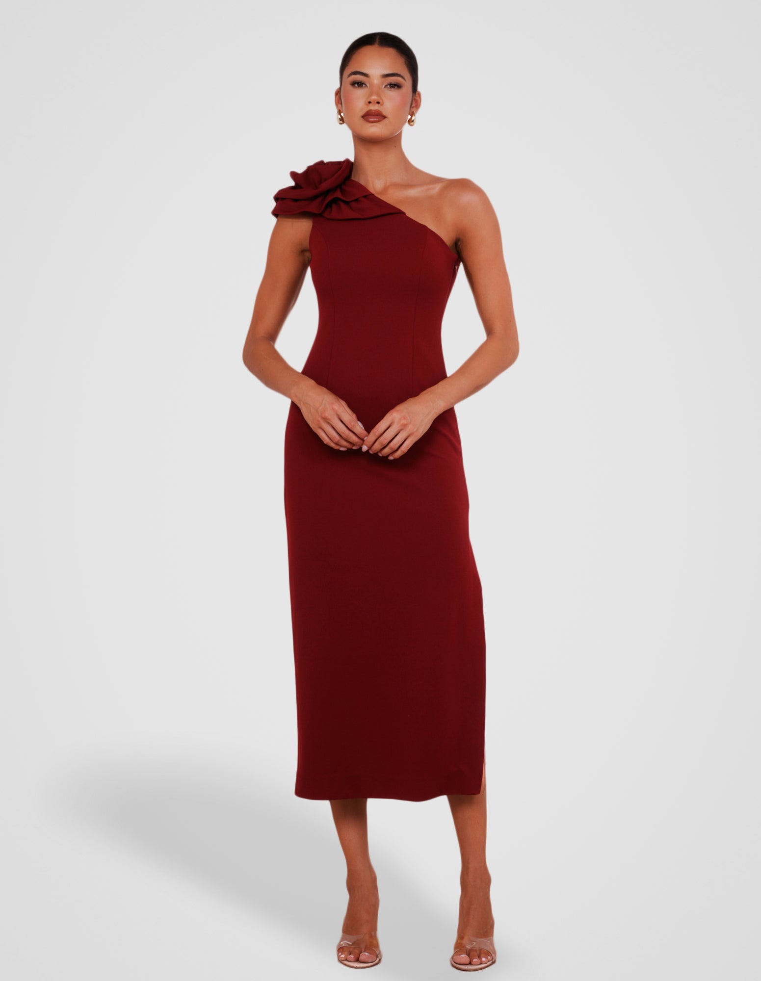 one shoulder cocktail dress australia Trellis Lane CHARLIE One-Shoulder Evening Dress  One Honey Australia Rust / 8 AUS